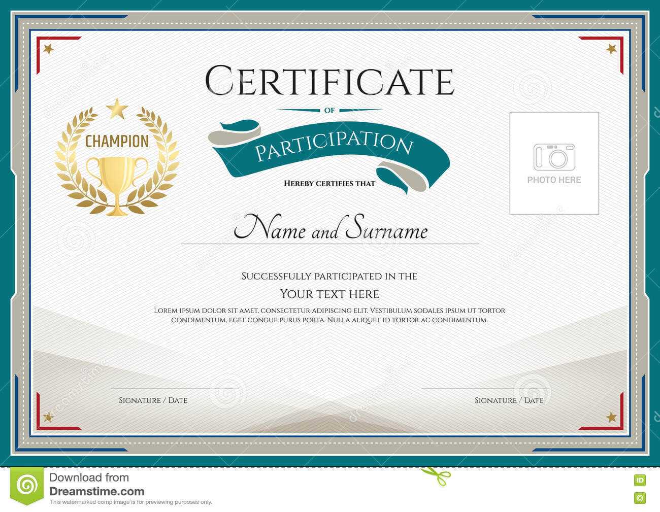 Certificate Of Participation Template With Green Broder Pertaining To Certification Of Participation Free Template