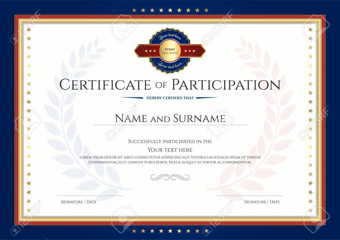 Certificate Of Participation Template With Laurel Background.. Intended For Certification Of Participation Free Template