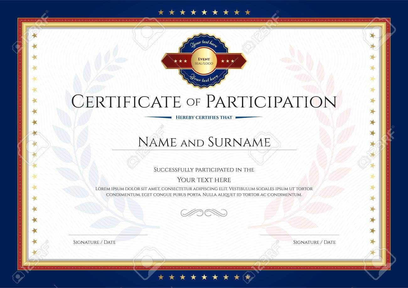 Certificate Of Participation Template With Laurel Background.. Intended For Certification Of Participation Free Template