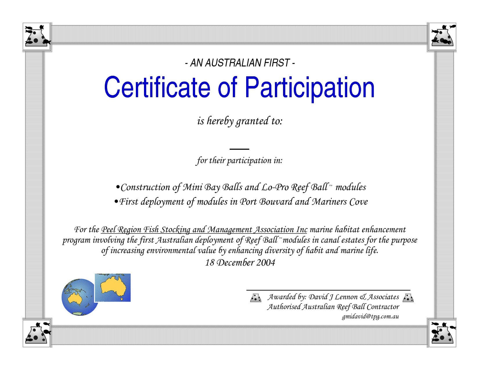 Certificate Of Participation Word Template Throughout Certificate Of 