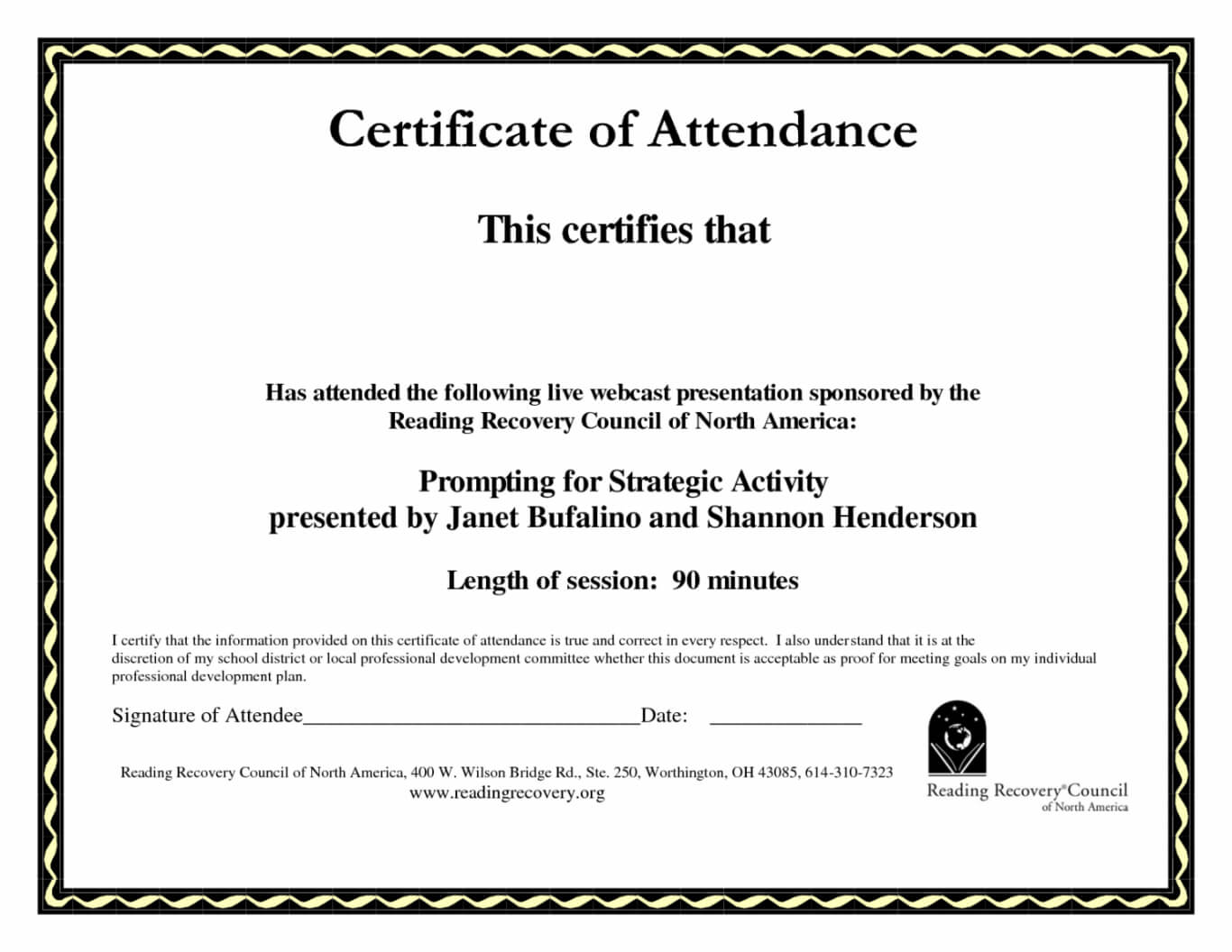 Certificate Of Perfect Attendance Template For Attendance Certificate Template Word