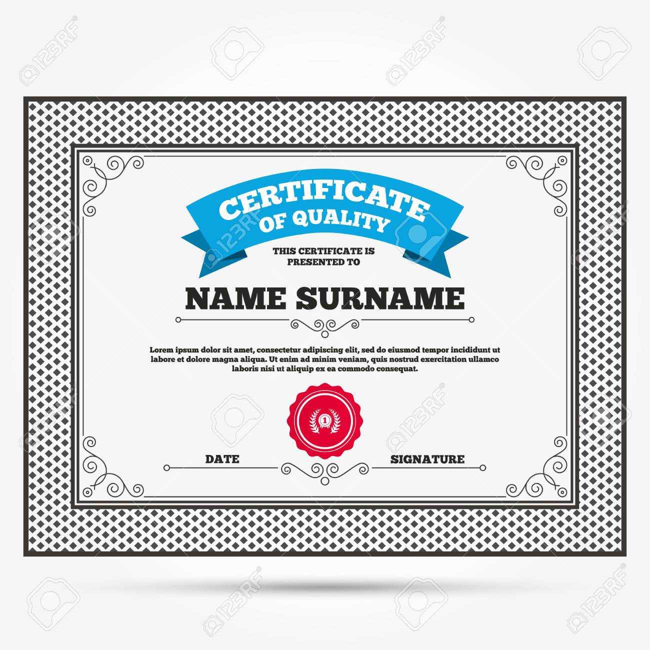 Certificate Of Quality. First Place Award Sign Icon. Prize For.. For First Place Award Certificate Template