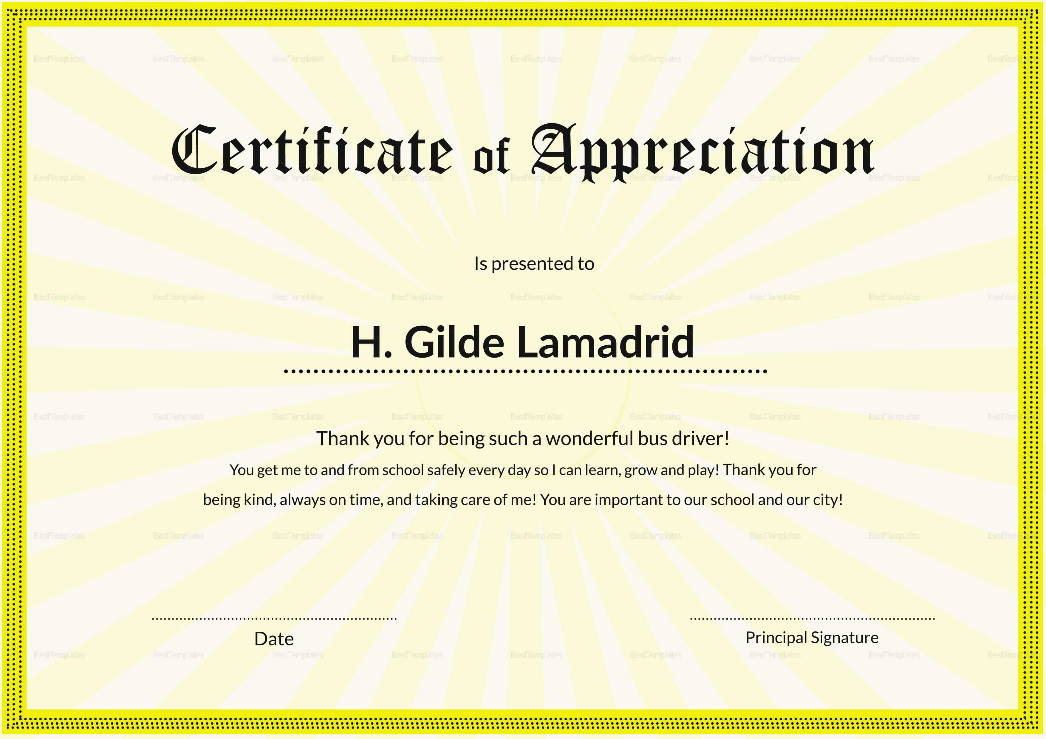 Certificate Of School Appreciation Template Regarding Certificate Templates For School