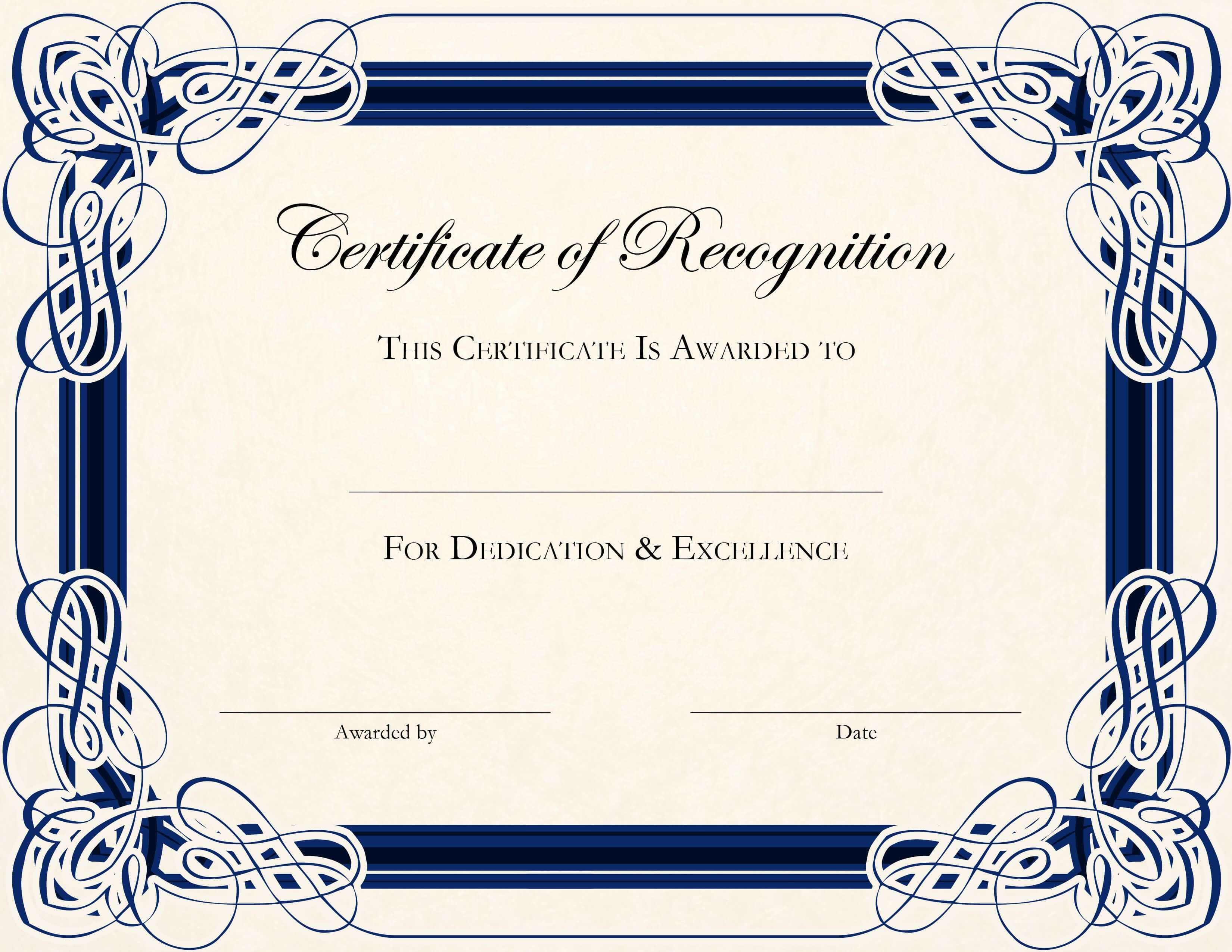 Certificate Template Designs Recognition Docs | Blankets Pertaining To Certificate Of Appreciation Template Free Printable