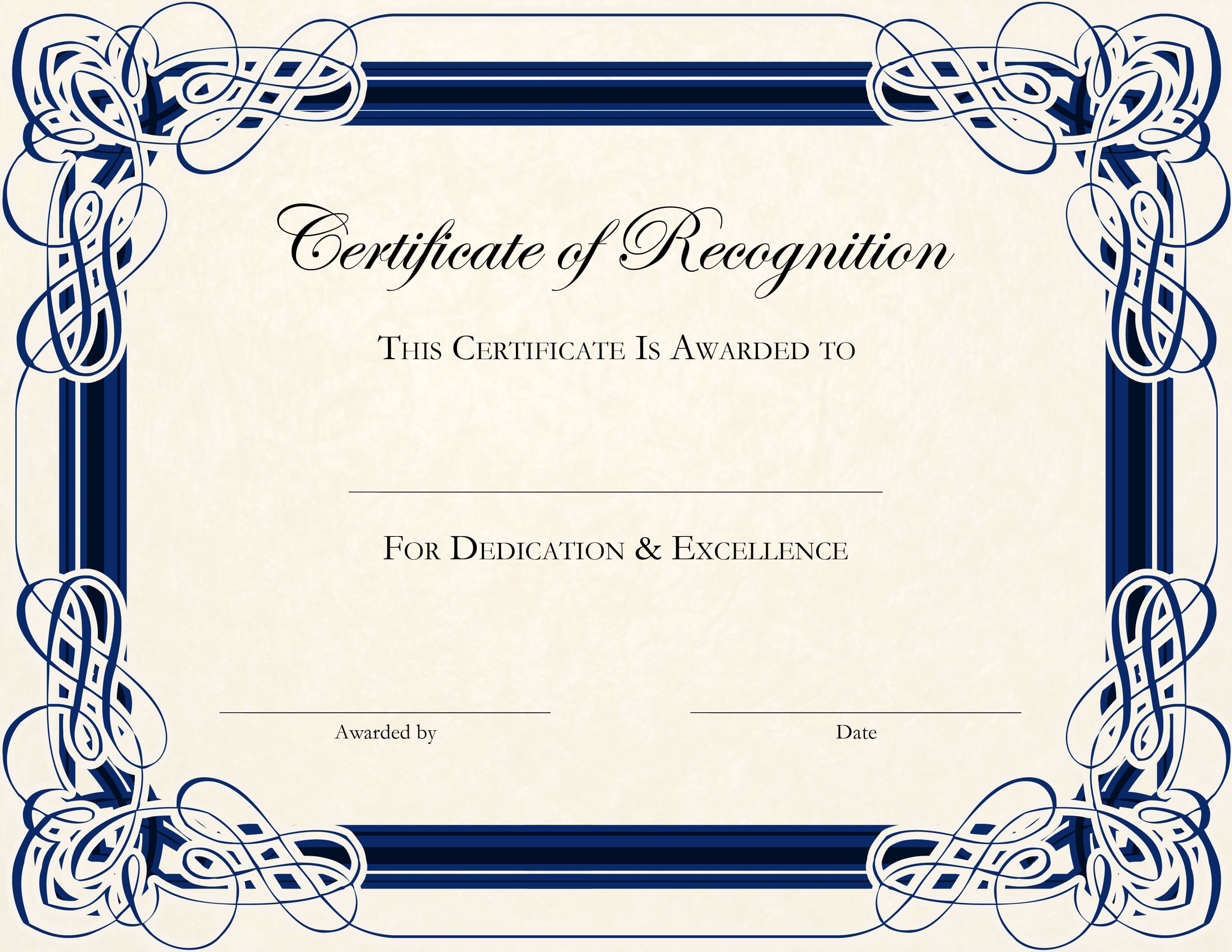 Certificate Template Designs Recognition Docs | Certificate Pertaining To Certificate Of Recognition Word Template