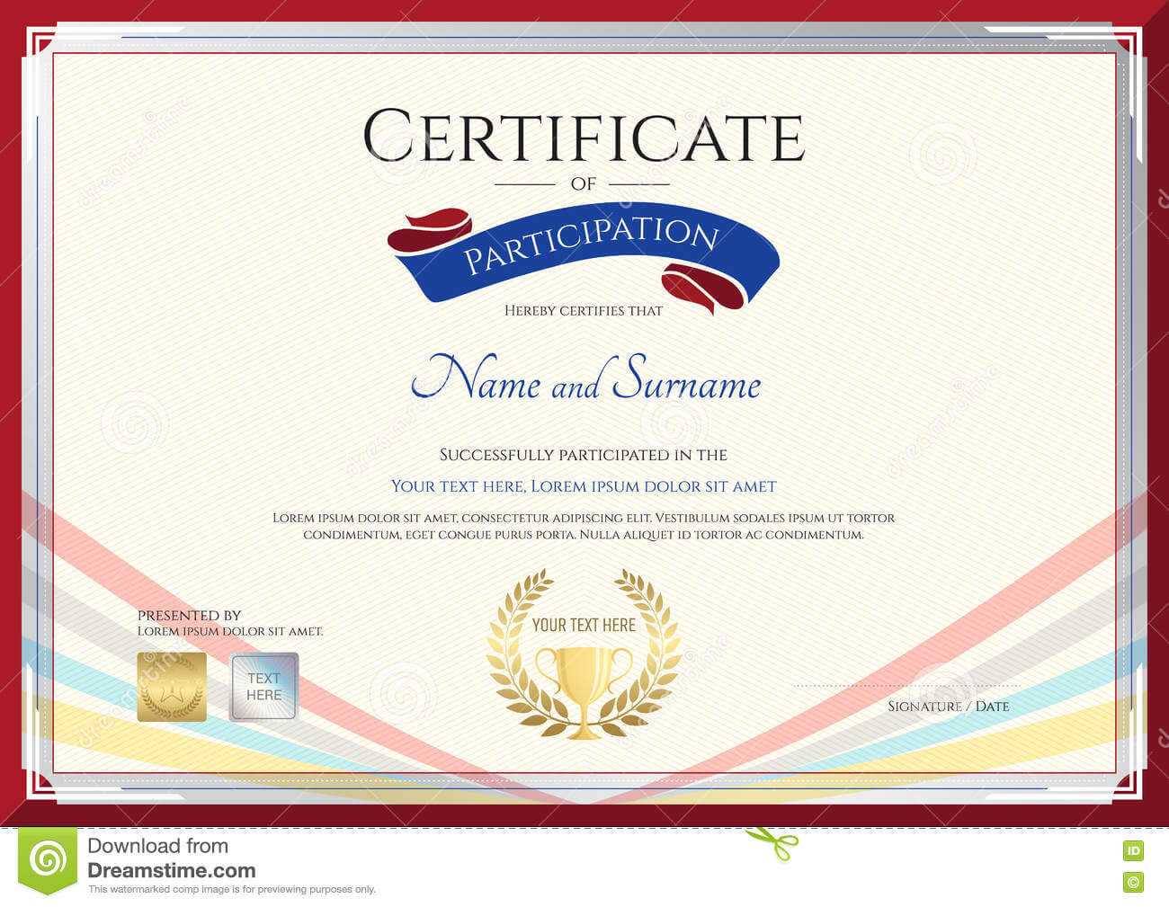 Certificate Template For Achievement, Appreciation Or Throughout Conference Participation Certificate Template