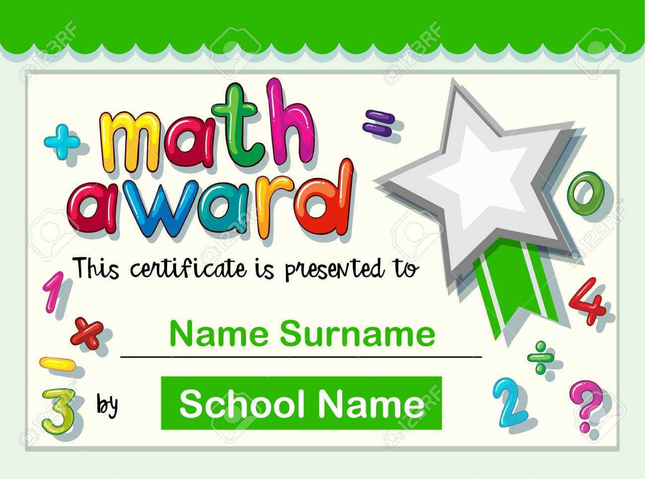 Certificate Template For Math Award Illustration Pertaining To Math Certificate Template