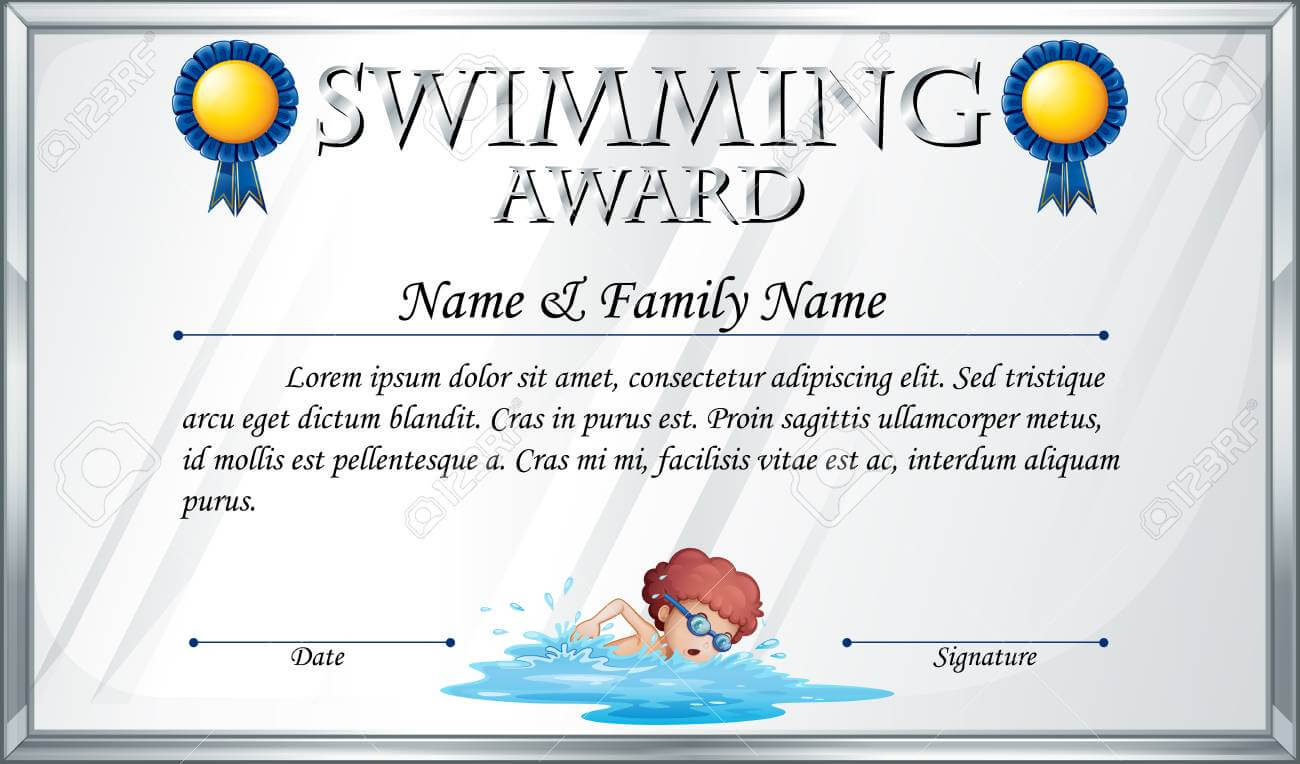 Certificate Template For Swimming Award Illustration Intended For Free Swimming Certificate Templates