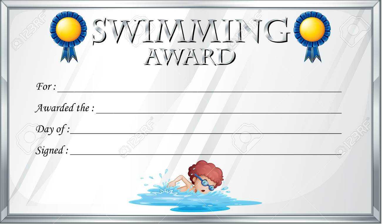 Certificate Template For Swimming Award Illustration Pertaining To Free Swimming Certificate Templates