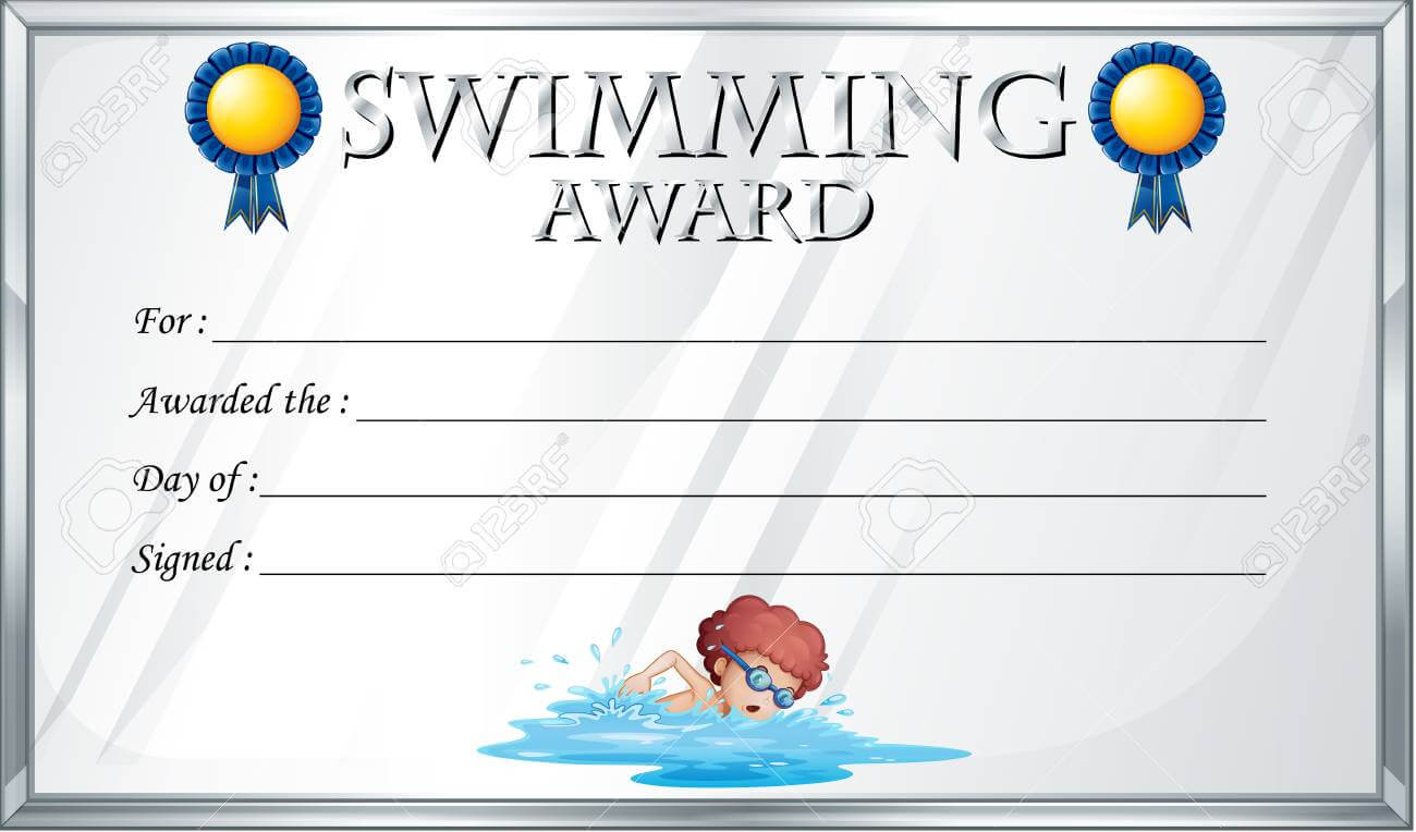 Certificate Template For Swimming Award Illustration With Regard To Swimming Certificate Templates Free