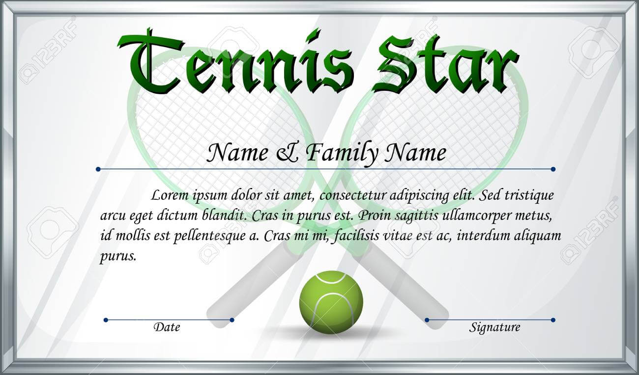 Certificate Template For Tennis Star Illustration Within Tennis Certificate Template Free