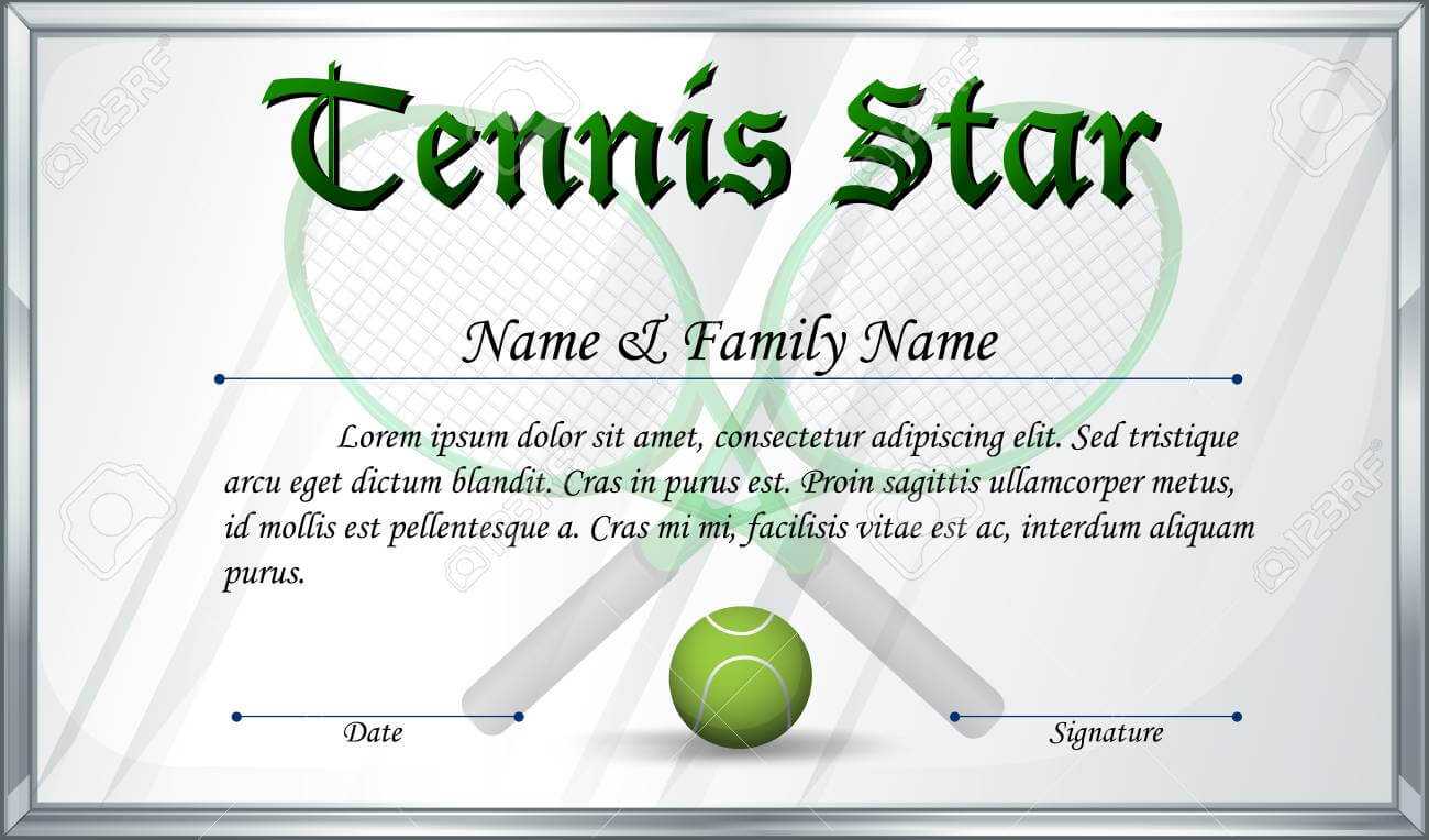 Certificate Template For Tennis Star Illustration Within Tennis Certificate Template Free