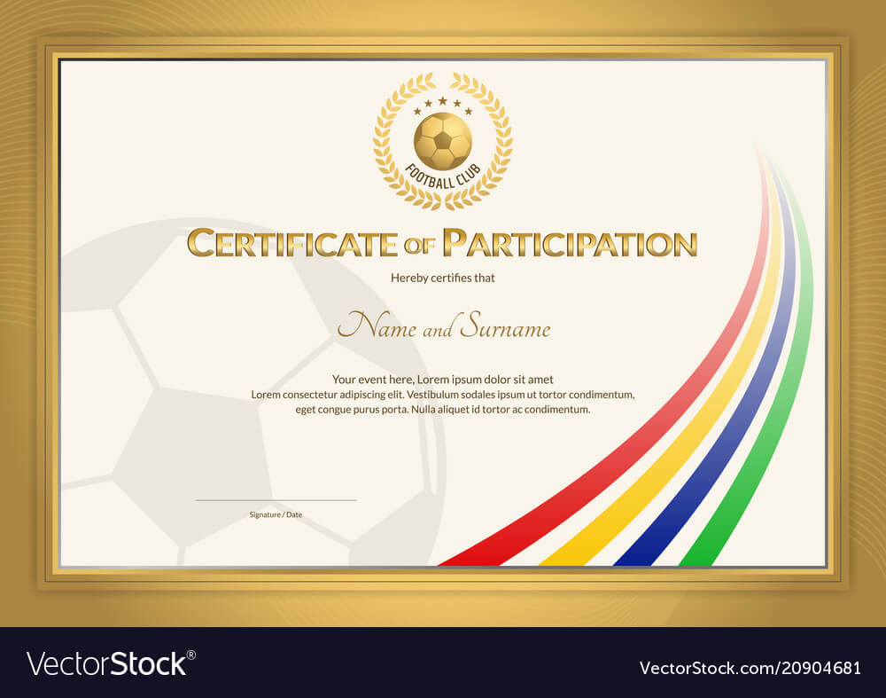 Certificate Template In Football Sport Color Inside Football Certificate Template