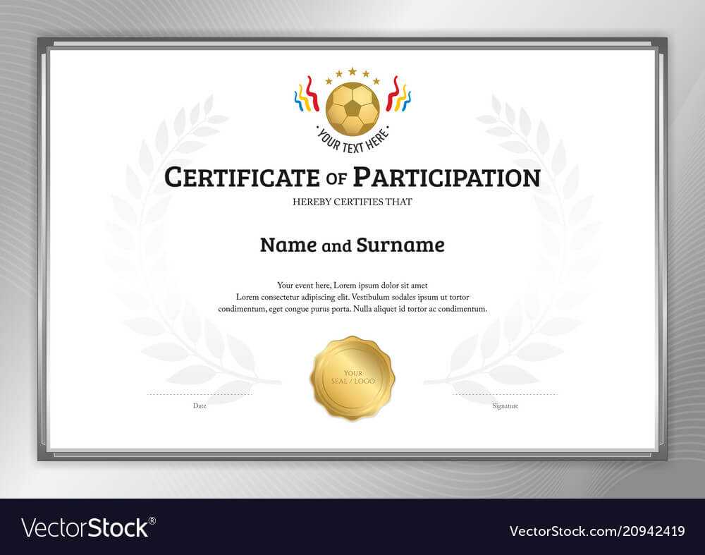 Certificate Template In Football Sport Theme With In Football Certificate Template