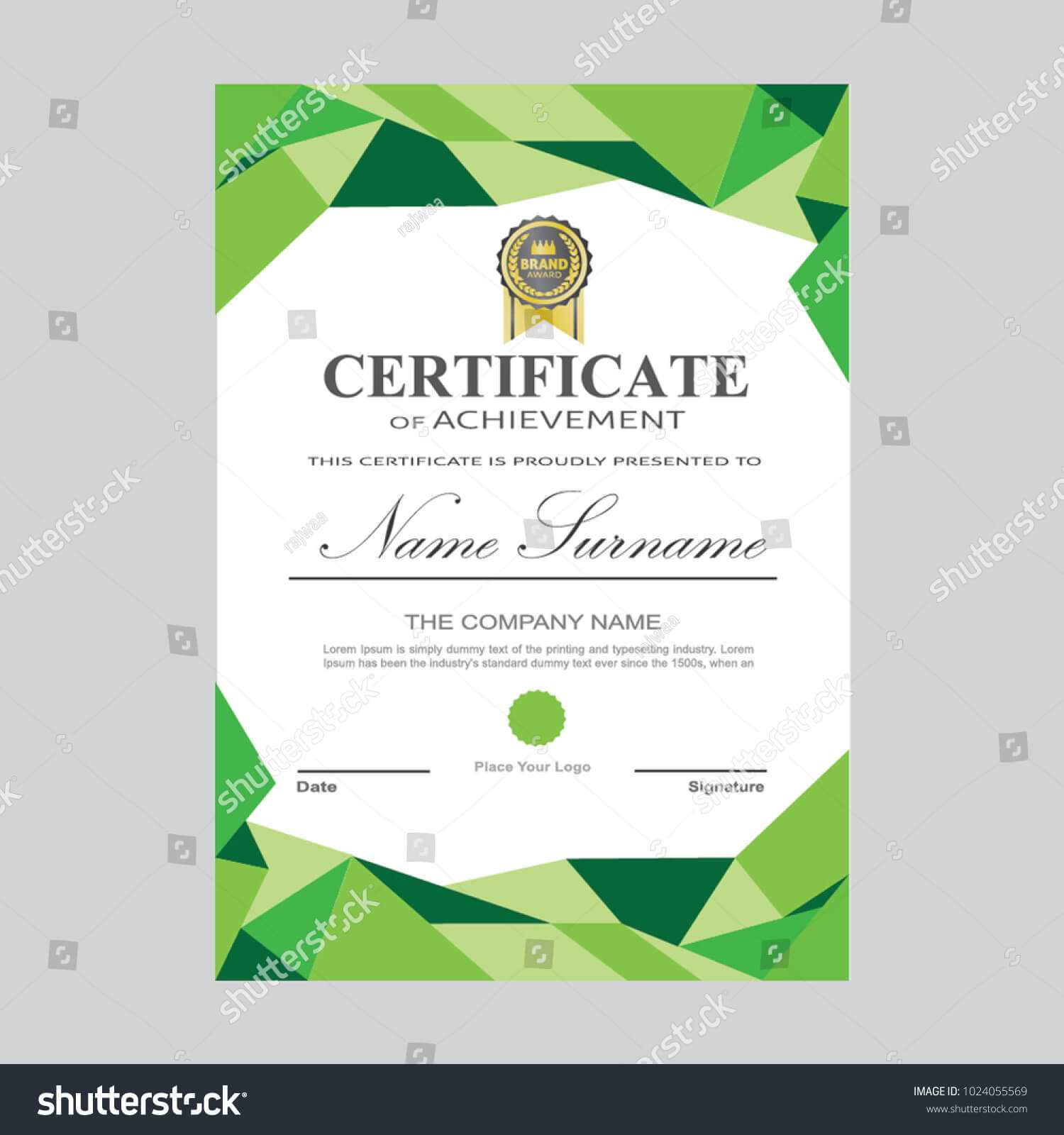 Certificate Template Modern A4 Horizontal Landscape Stock Throughout Landscape Certificate Templates