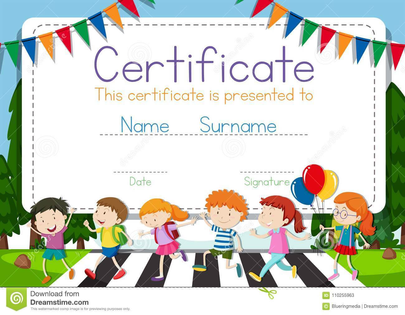 Certificate Template With Children Crossing Road Background Pertaining To Crossing The Line Certificate Template
