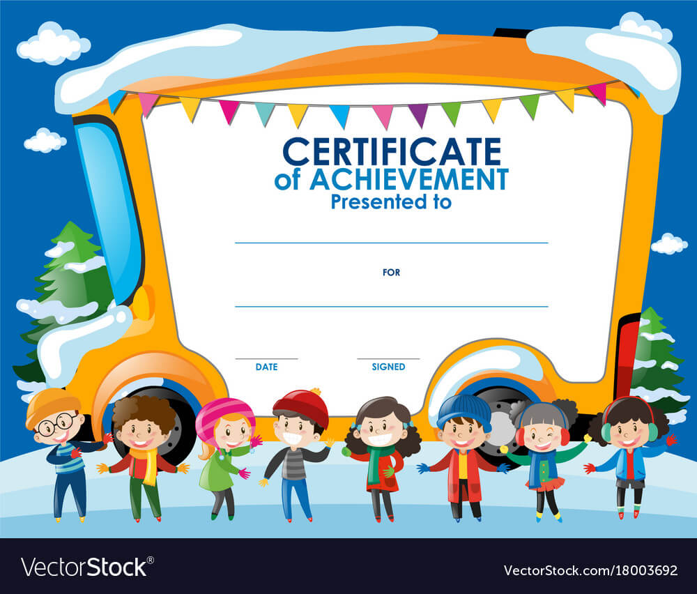 Certificate Template With Children In Winter Regarding Free Kids Certificate Templates