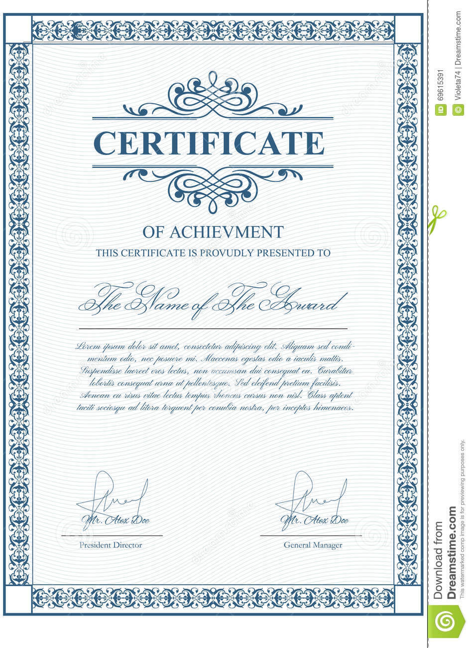 Certificate Template With Guilloche Elements. Stock Vector Pertaining To Validation Certificate Template