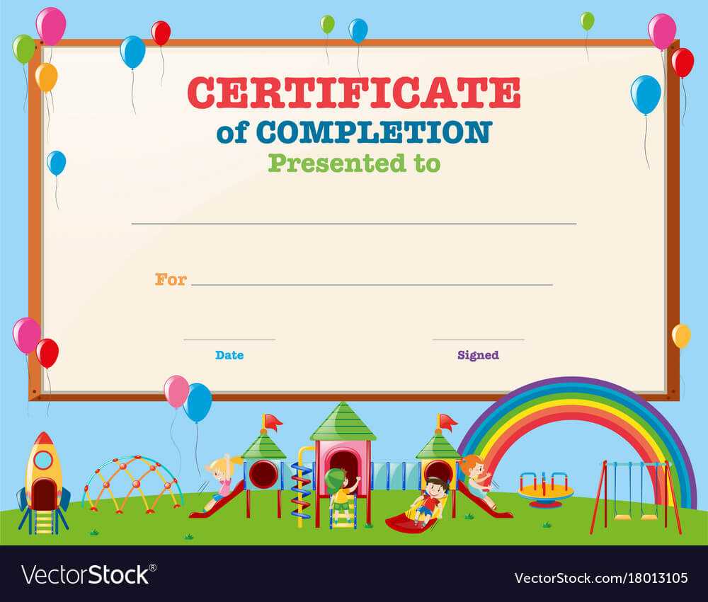 Certificate Template With Kids In Playground Intended For Free Kids Certificate Templates