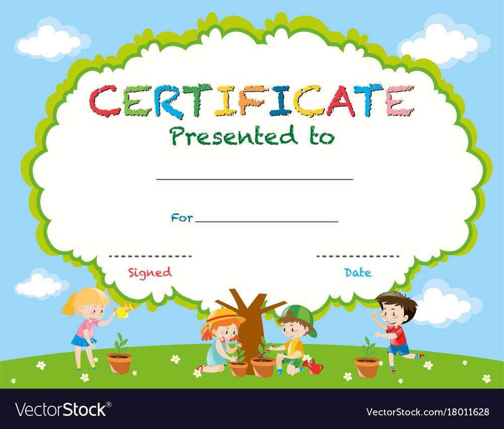 Certificate Template With Kids Planting Trees Pertaining To Certificate Templates For School