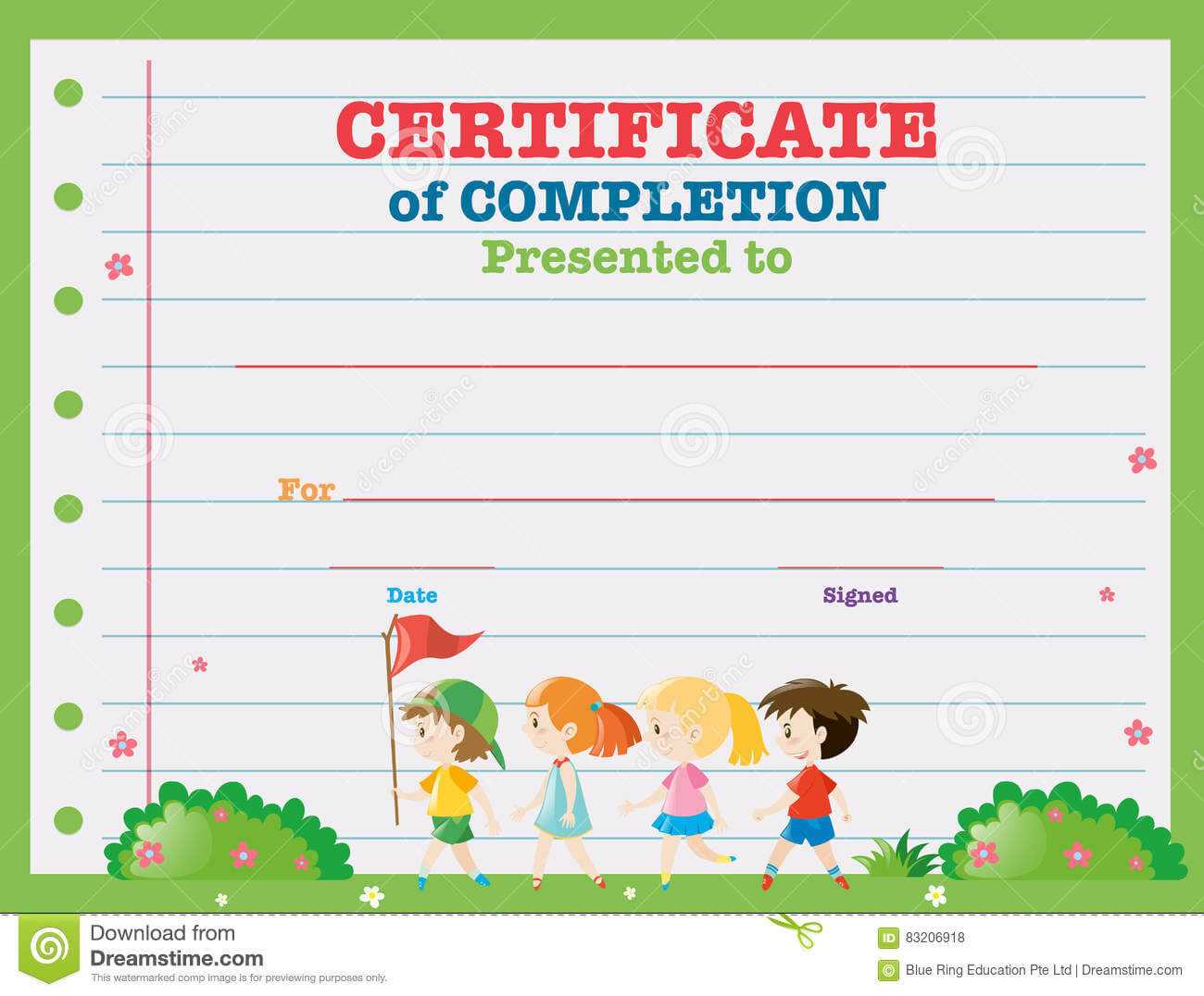 Certificate Template With Kids Walking In The Park Stock Regarding Walking Certificate Templates