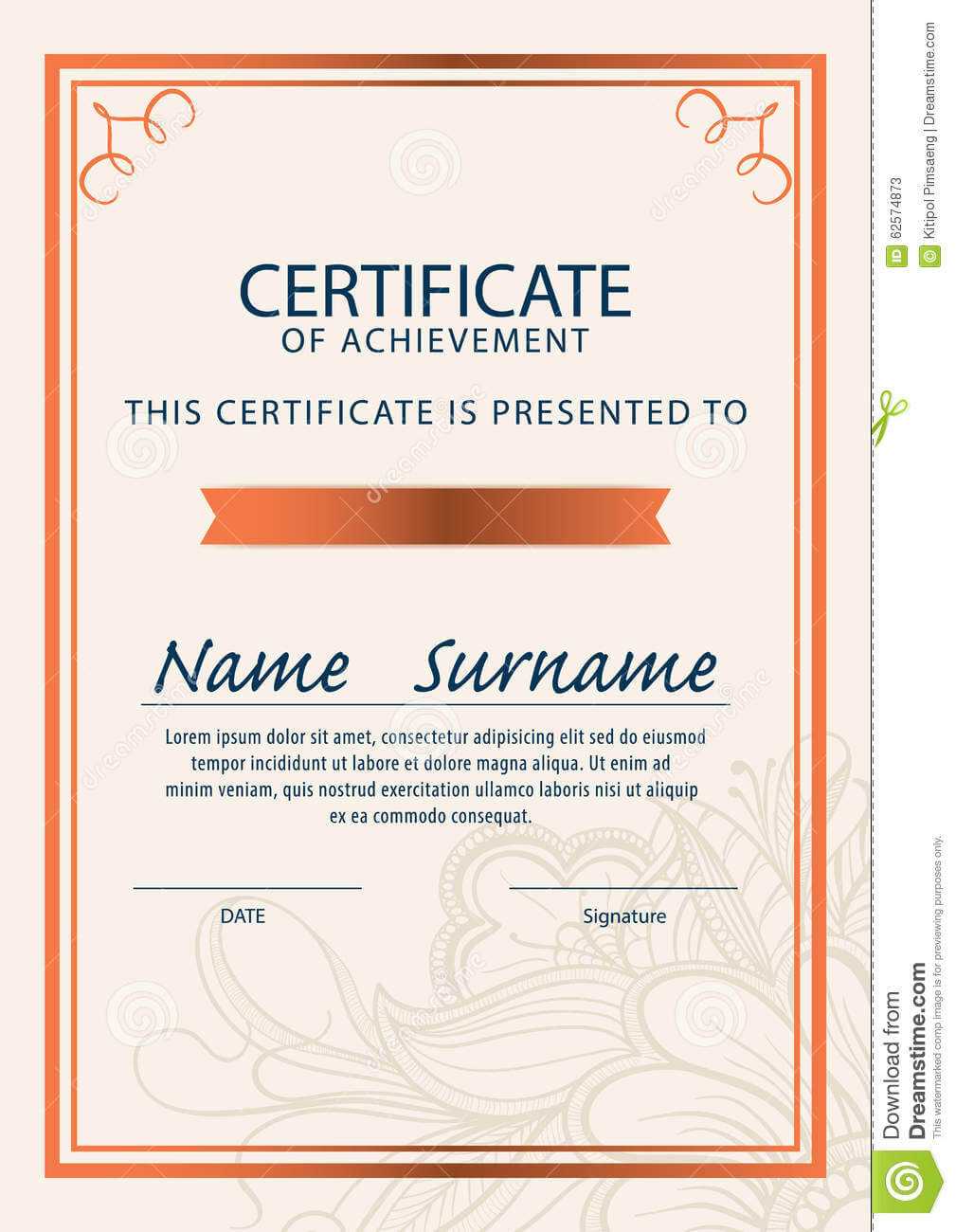 Certificate Template,diploma,a4 Size ,vector Stock Vector Throughout Certificate Template Size