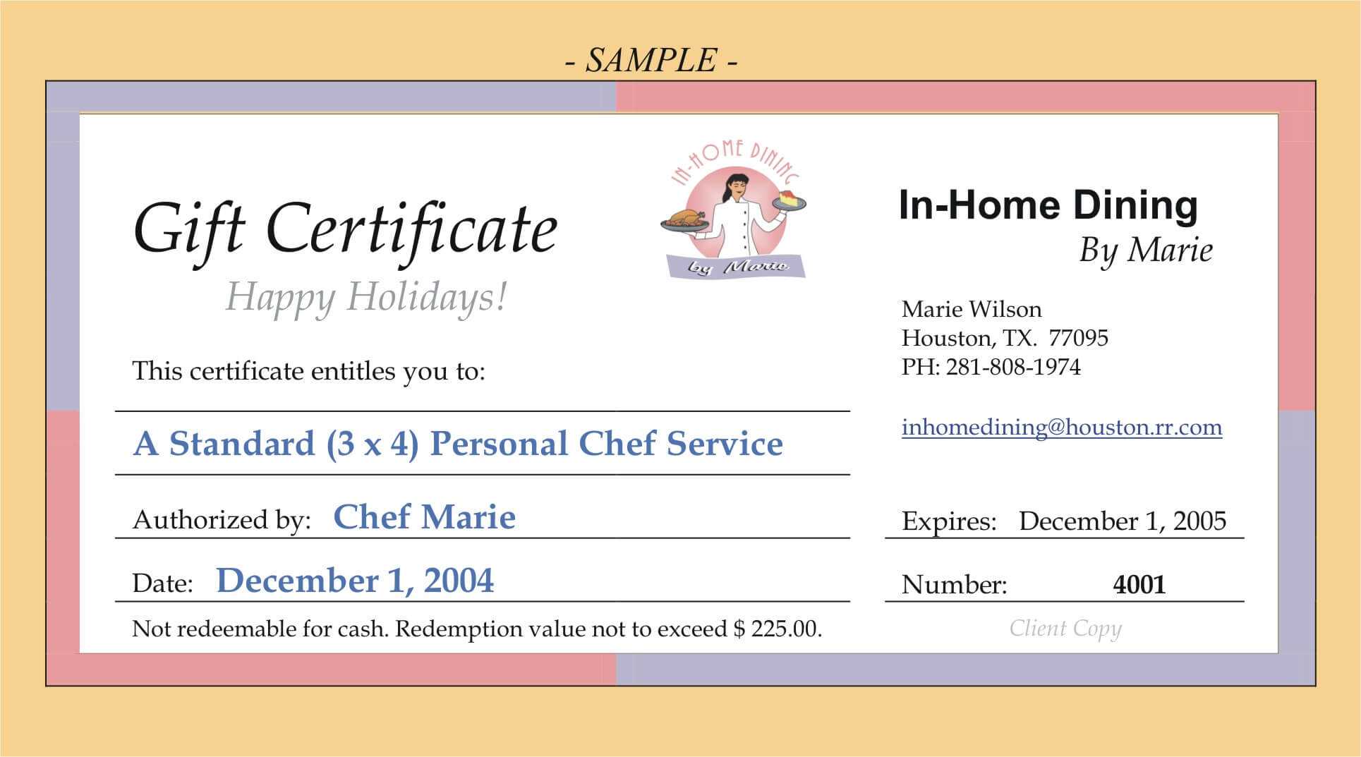 Certificate Templates: Dinner Gift Certificate Best Samples With Dinner Certificate Template Free