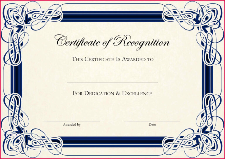 Safety Recognition Certificate Template