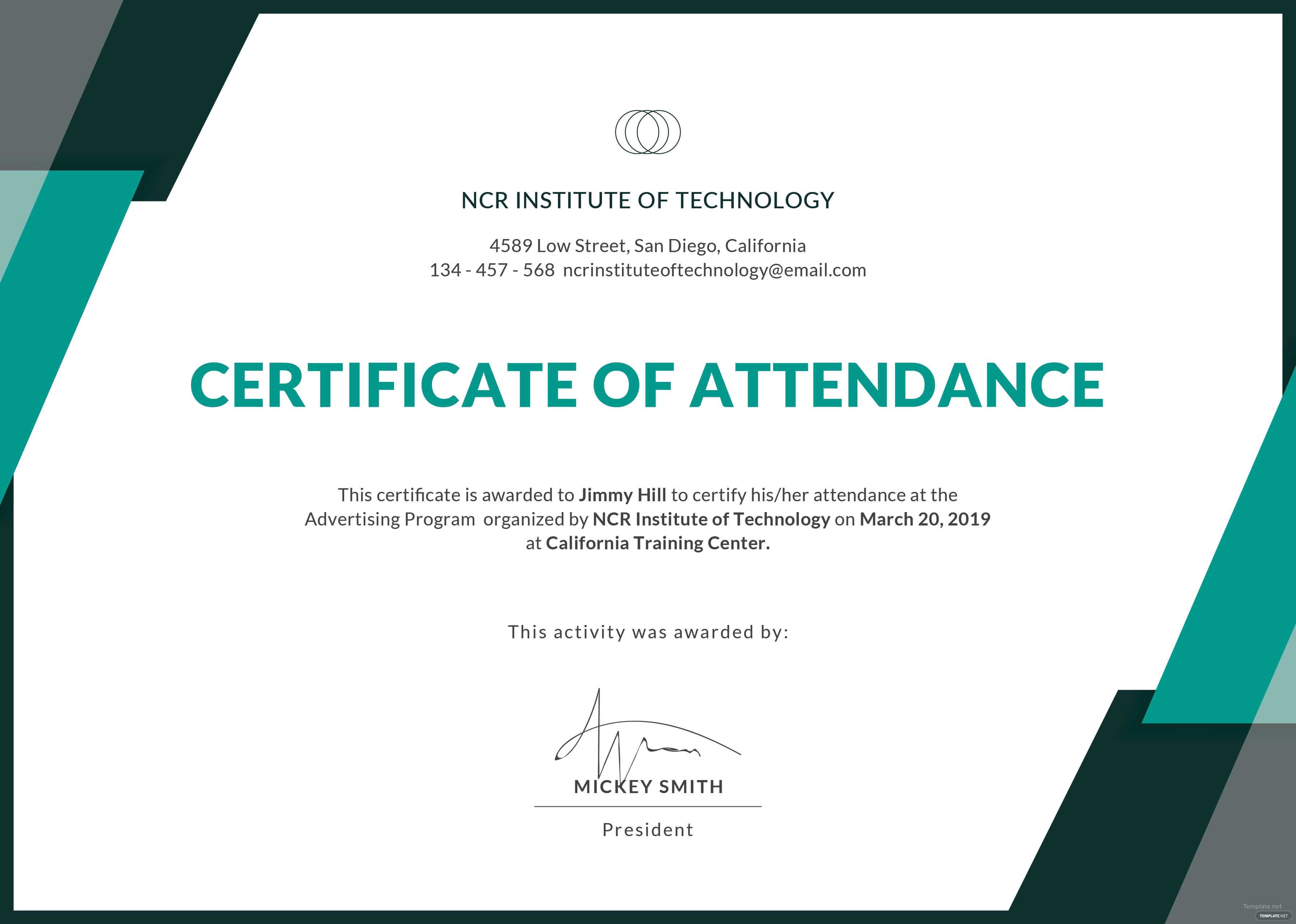 Certificate Templates: Free Conference Attendance Within Certificate Of Attendance Conference Template