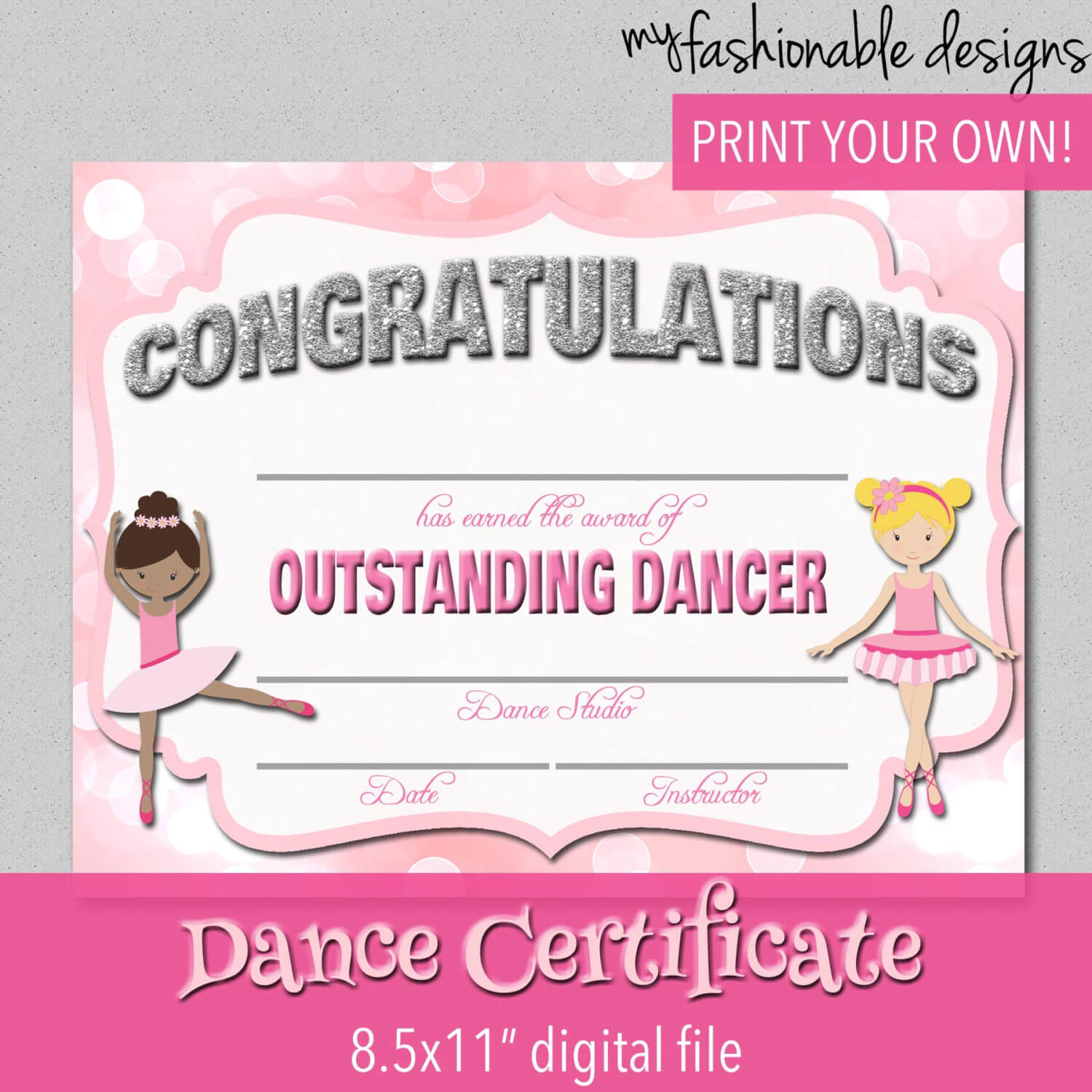 Certificate Templates: Free Dance Certificate Template Throughout Dance Certificate Template