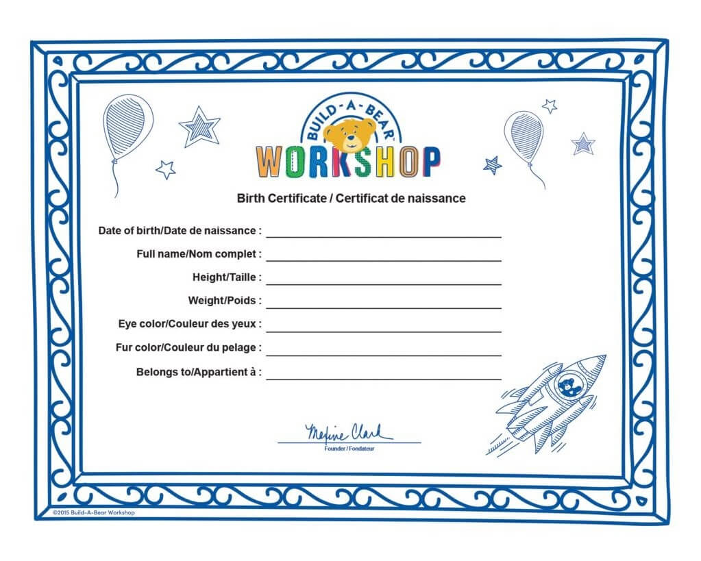 Certificates. Astonishing Build A Bear Certificate Template Intended For Build A Bear Birth Certificate Template