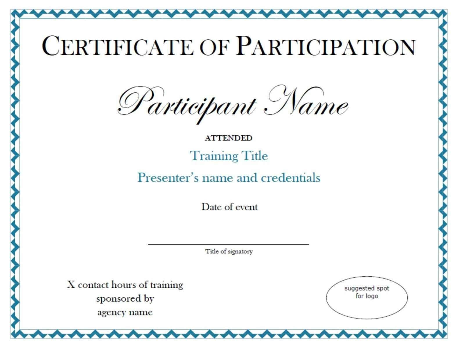 Certificates. Best Certificate Of Participation Template With Certificate Of Participation Template Ppt