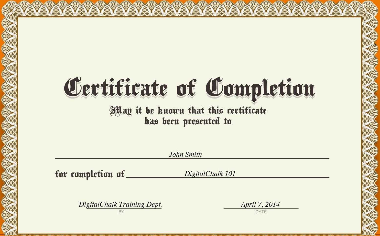 Certificates. Best Completion Certificate Template Designs With Regard To Certification Of Completion Template