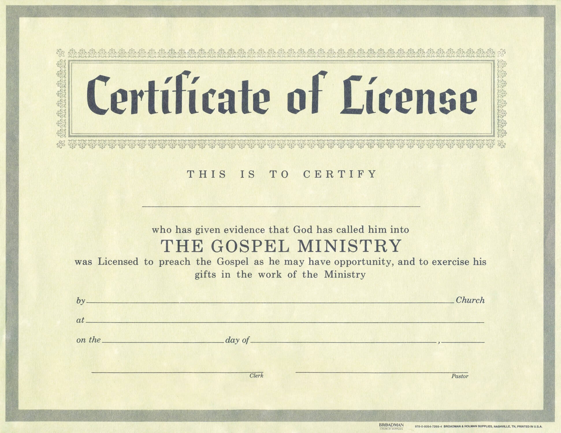 Certificates: Captivating Minister License Certificate Pertaining To Certificate Of License Template