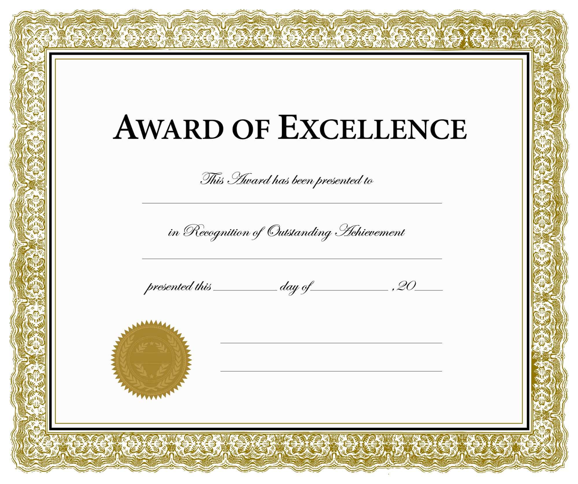 Certificates. Charming Award Of Excellence Certificate Regarding Award Of Excellence Certificate Template