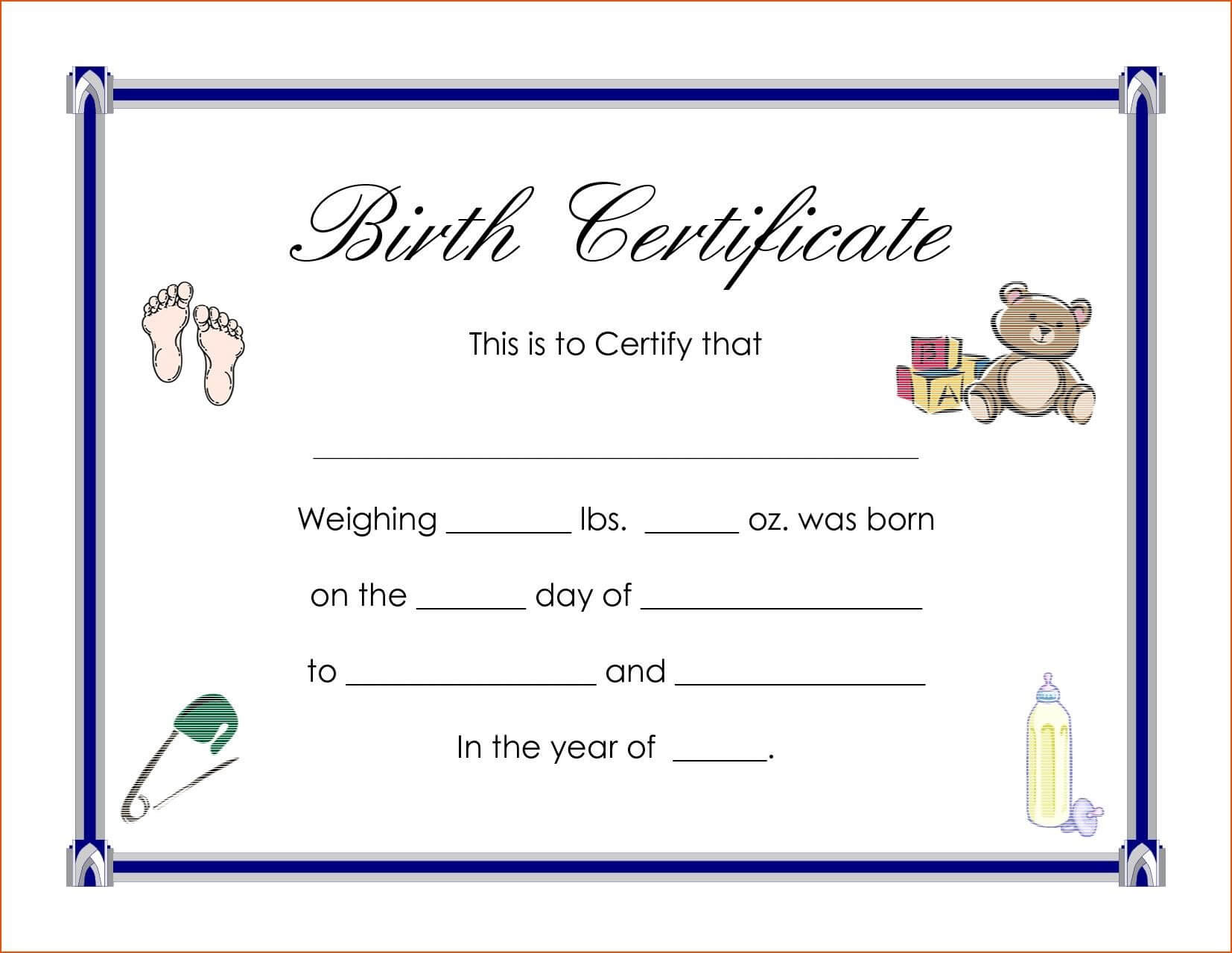 Certificates: Enchanting Birth Certificate Templates Designs Regarding Baby Doll Birth Certificate Template