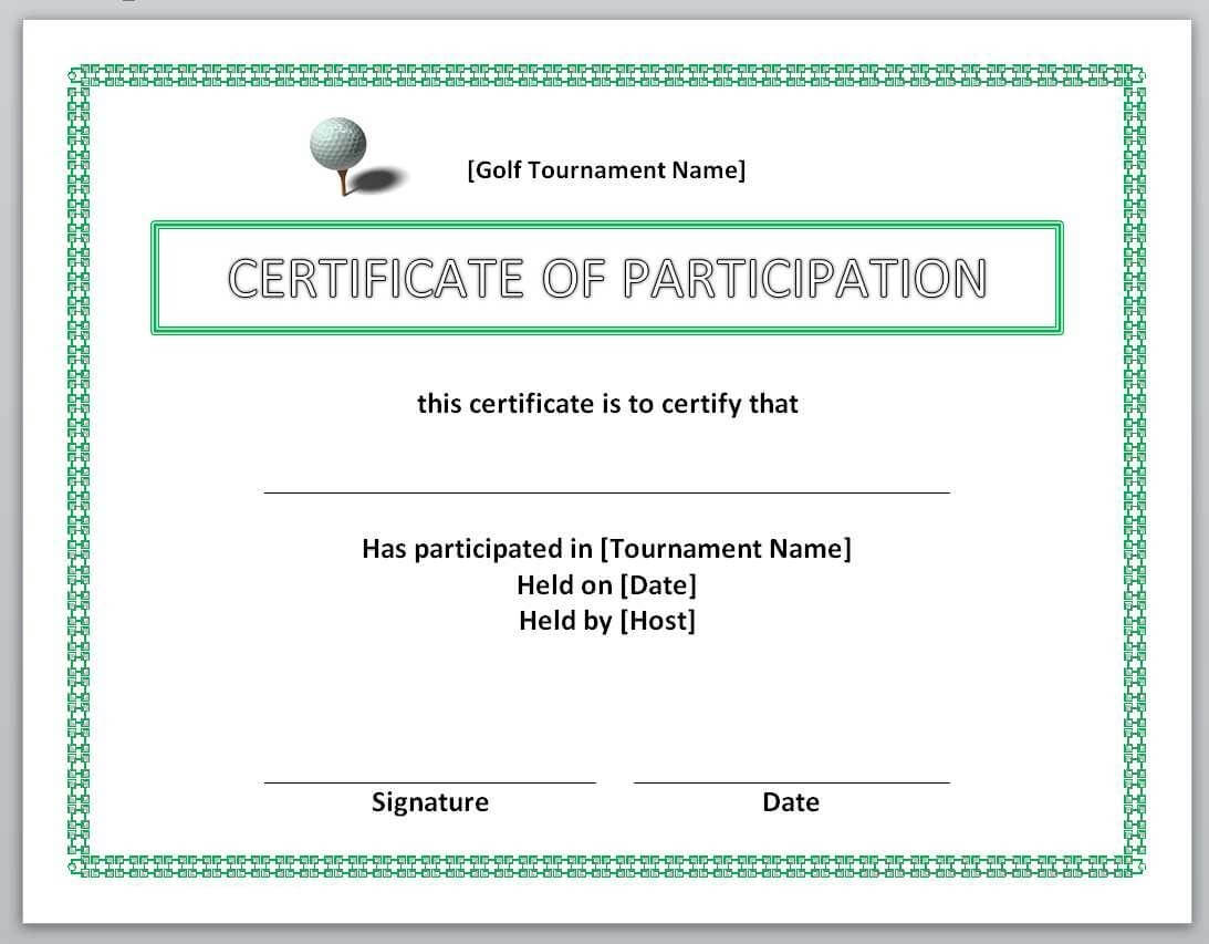 Certificates. Excellent Certificate Templates For Word Regarding Golf Certificate Templates For Word