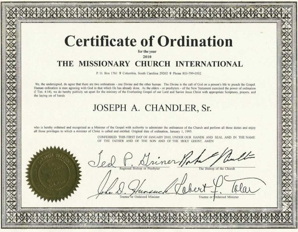 Certificates: Latest Ordination Certificate Template Example Throughout Certificate Of Ordination Template