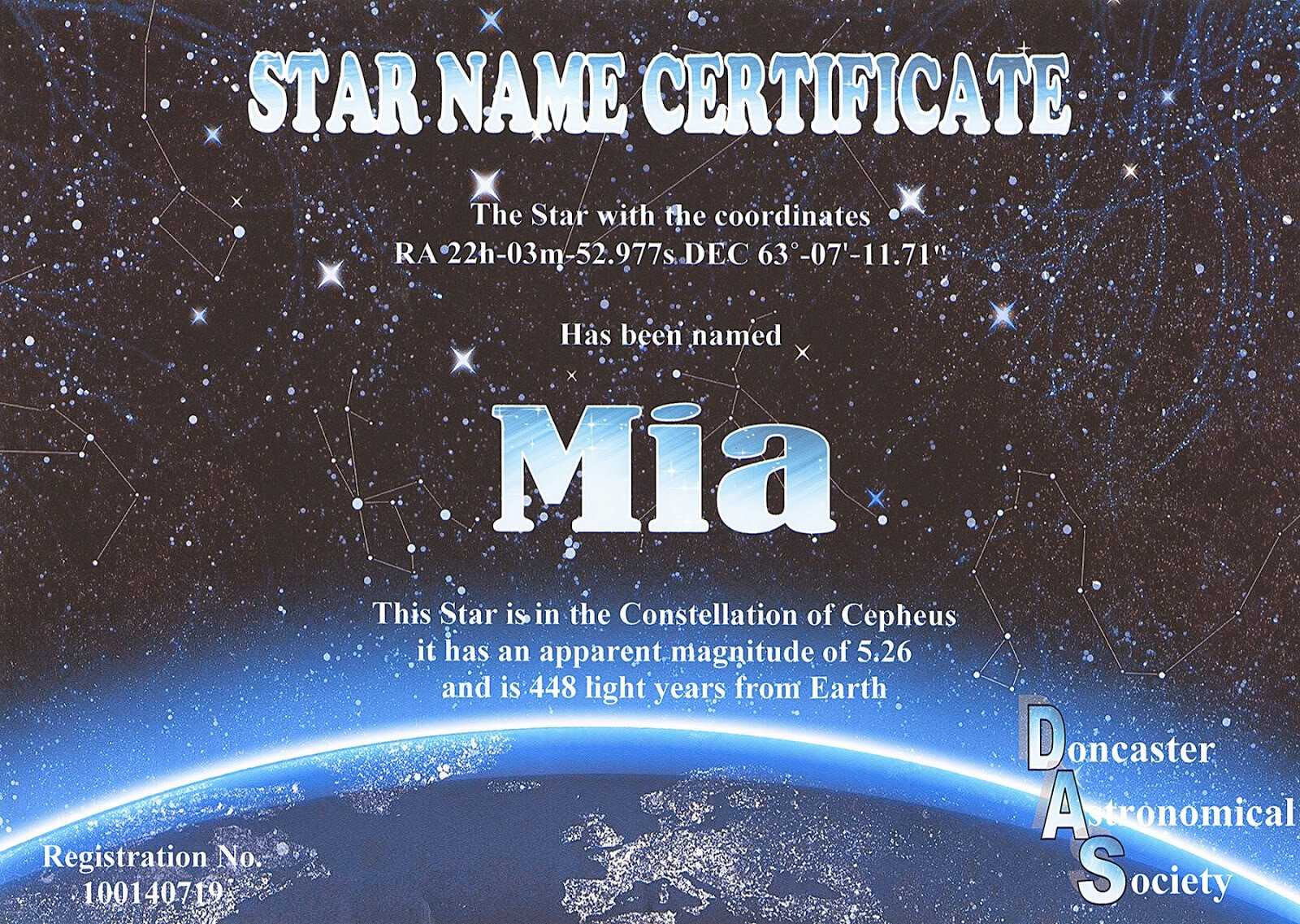 Certificates: Latest Star Naming Certificate Template Ideas With Star Naming Certificate Template