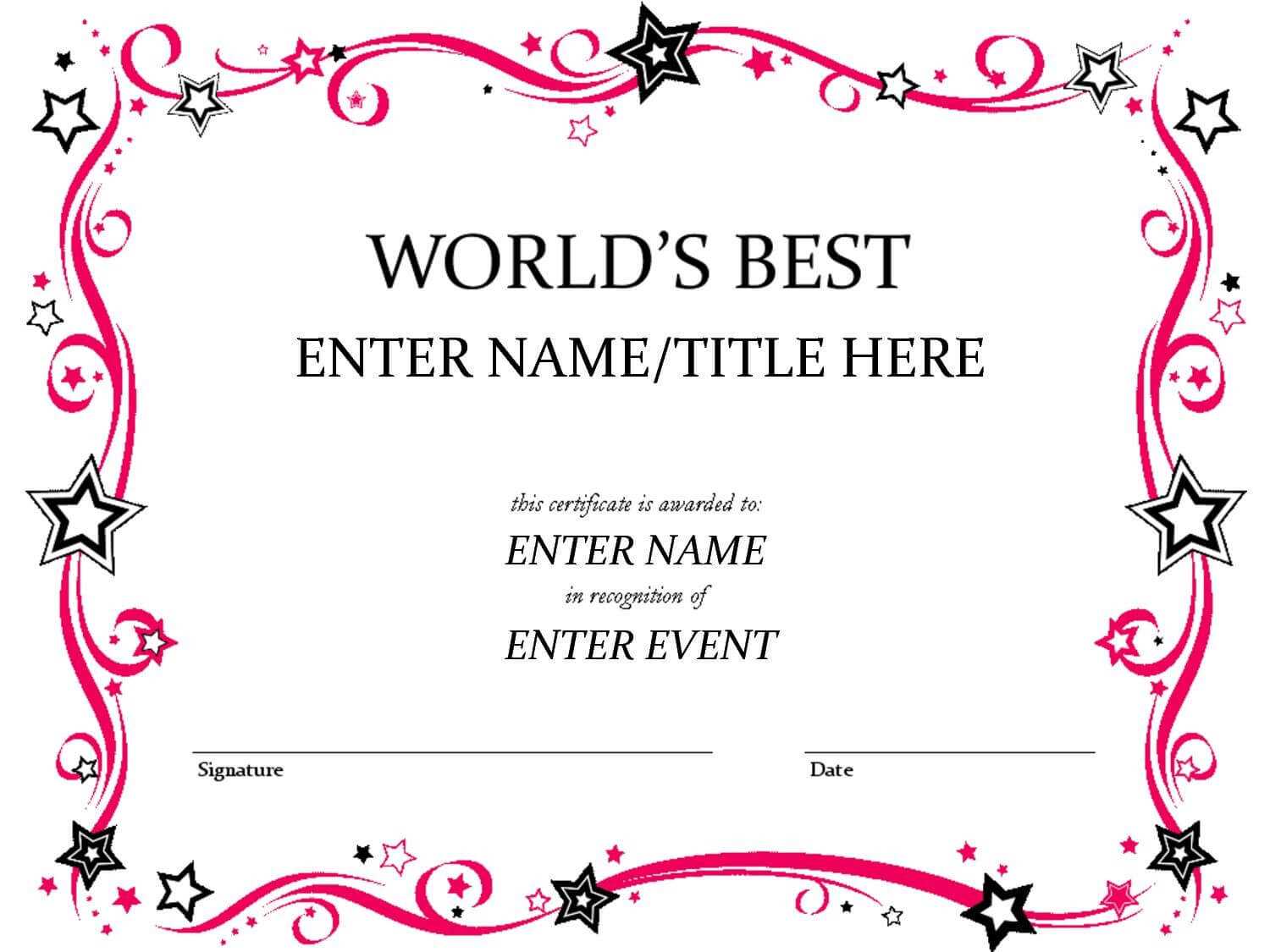 Certificates: Mesmerizing Fun Certificate Templates Example Within Free Printable Student Of The Month Certificate Templates