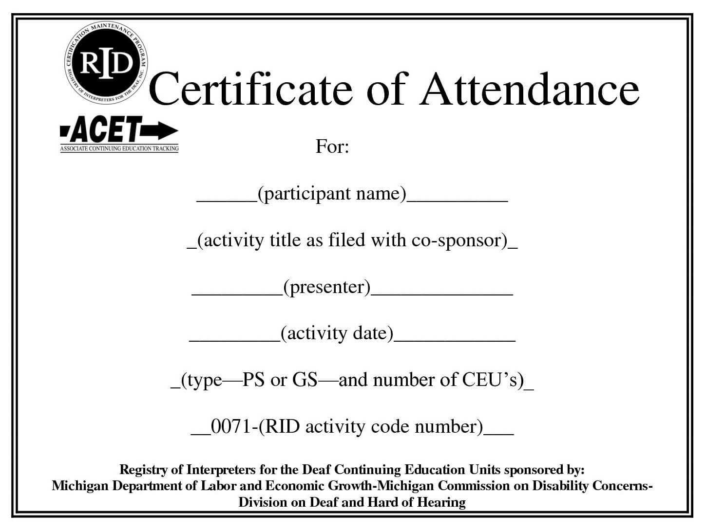 Certificates. Popular Attendance Certificate Template Word Inside Attendance Certificate Template Word