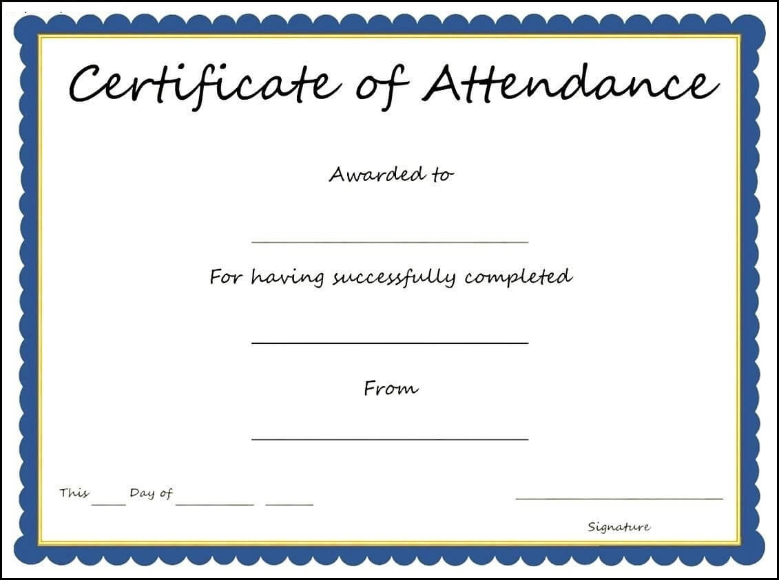 Certificates: Popular Attendance Certificate Template Word Pertaining To Attendance Certificate Template Word