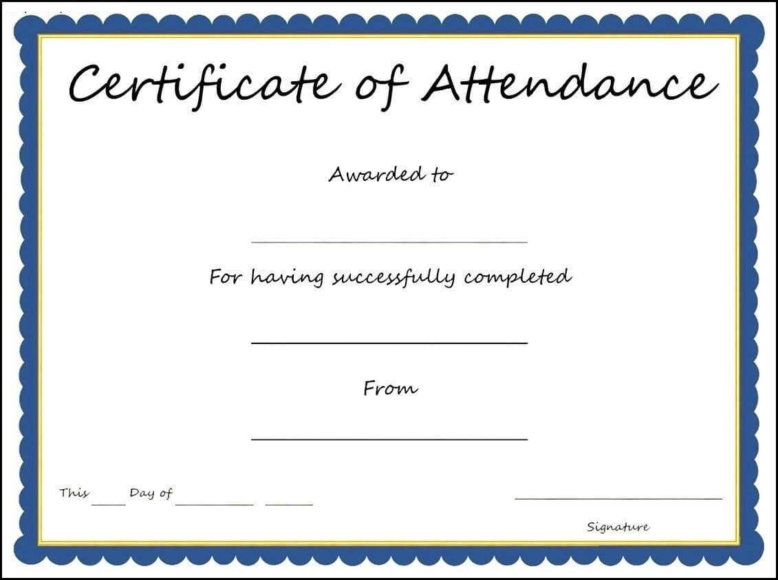 Certificates: Popular Attendance Certificate Template Word Pertaining To Attendance Certificate Template Word