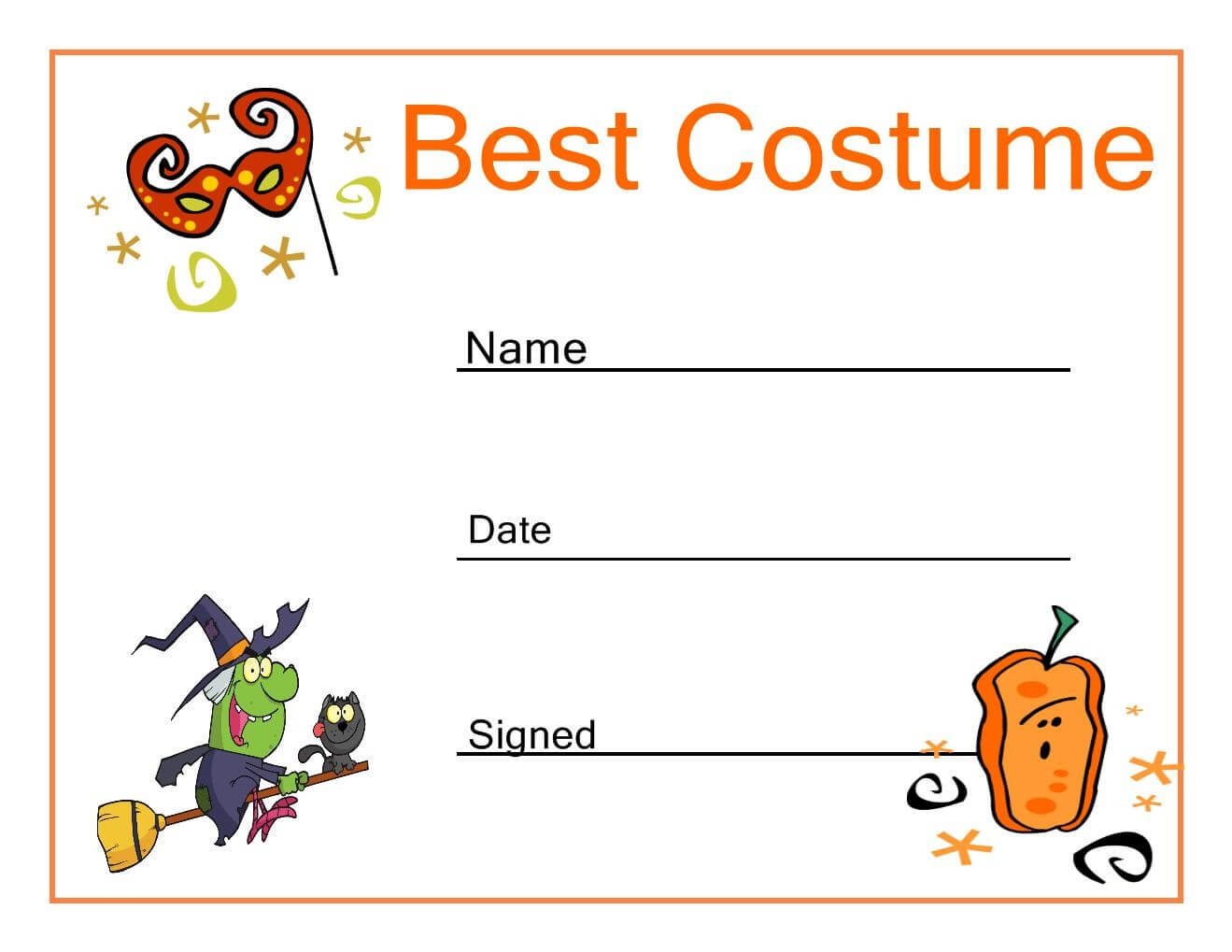 Certificates. Simple Halloween Costume Certificate Template For Halloween Certificate Template