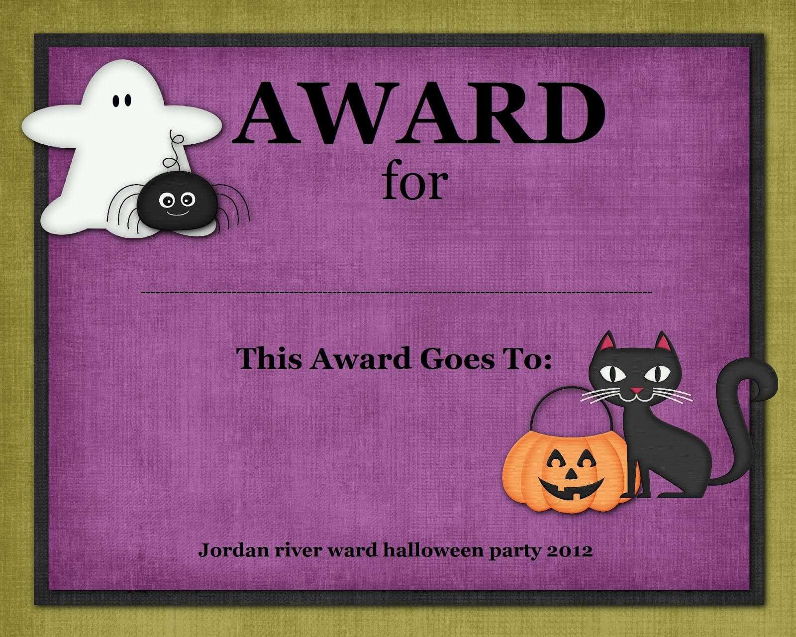 Certificates: Simple Halloween Costume Certificate Template Regarding Halloween Certificate Template