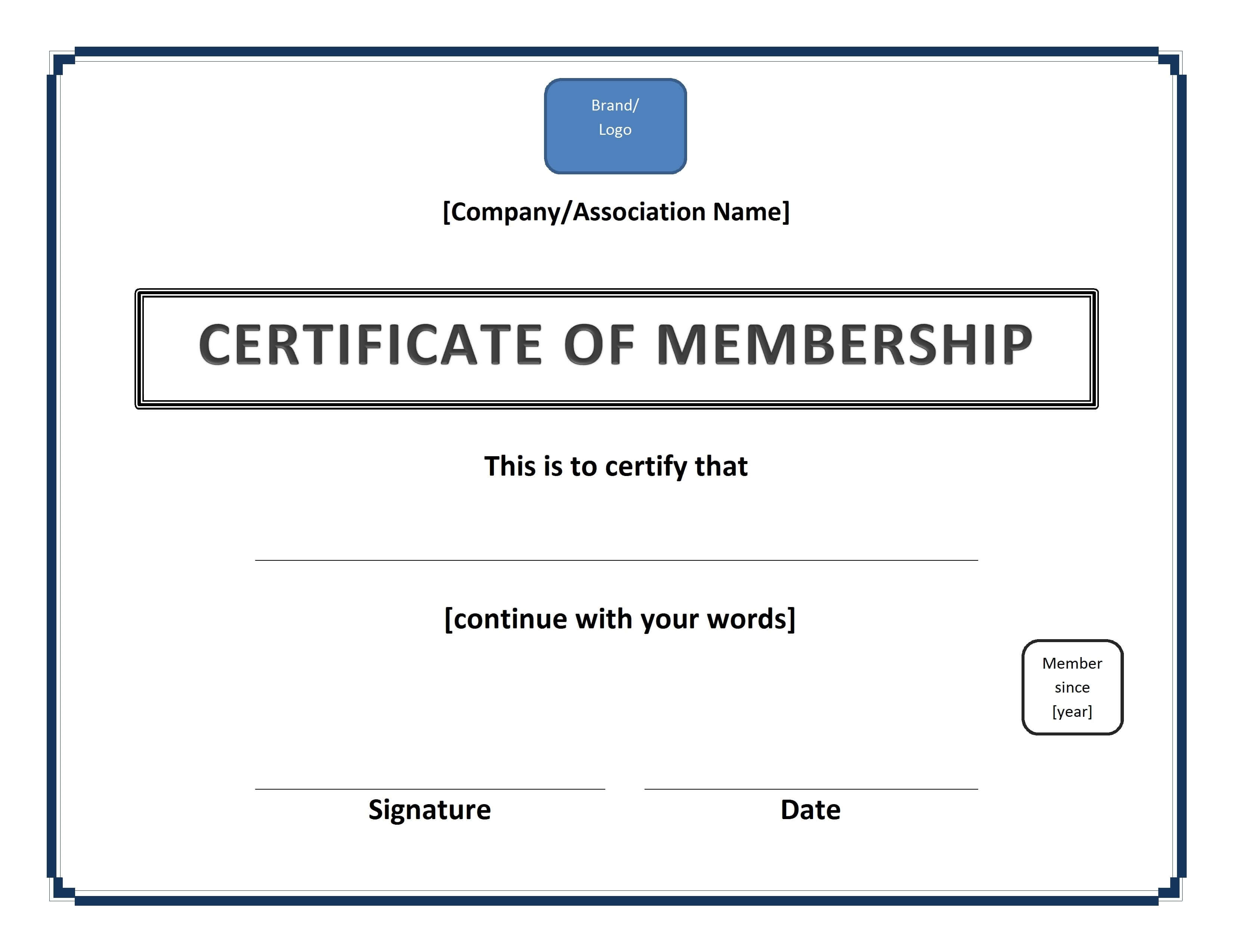 Certificates. Simple Membership Certificate Template Sample Regarding Llc Membership Certificate Template Word