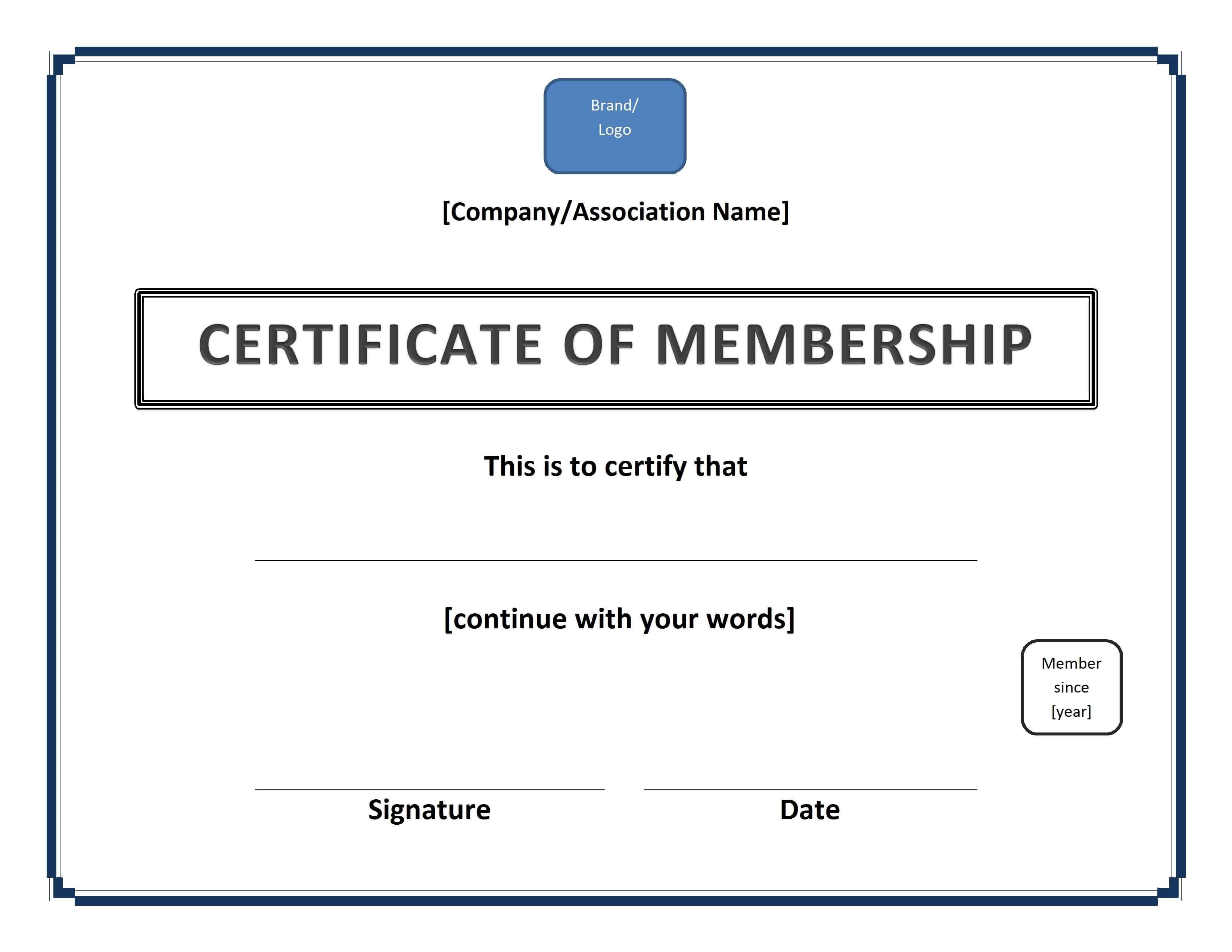 Certificates. Simple Membership Certificate Template Sample With Regard To New Member Certificate Template