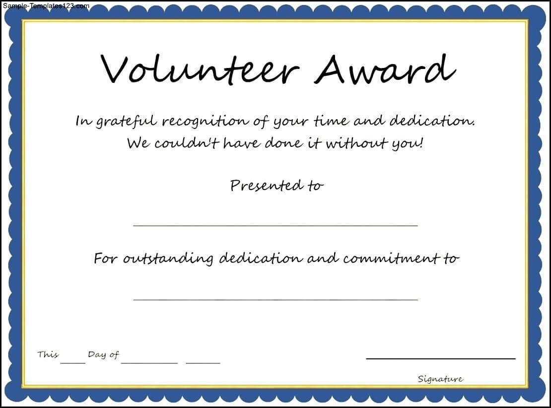 Certificates: Stylish Volunteer Certificate Template Sample Throughout Volunteer Certificate Template