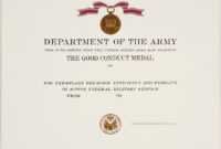 Certificates: Wonderful Good Conduct Certificate Template in Army Good Conduct Medal Certificate Template