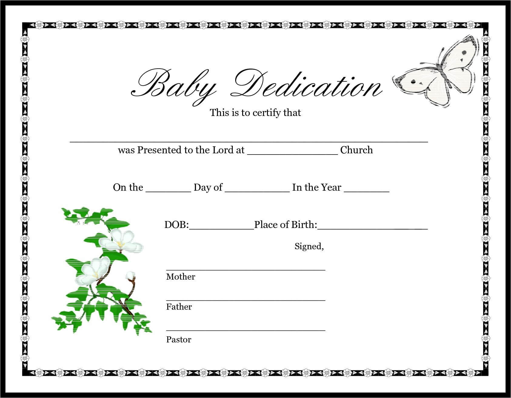 Certificates. Wonderful Official Birth Certificate Template Throughout Baby Dedication Certificate Template